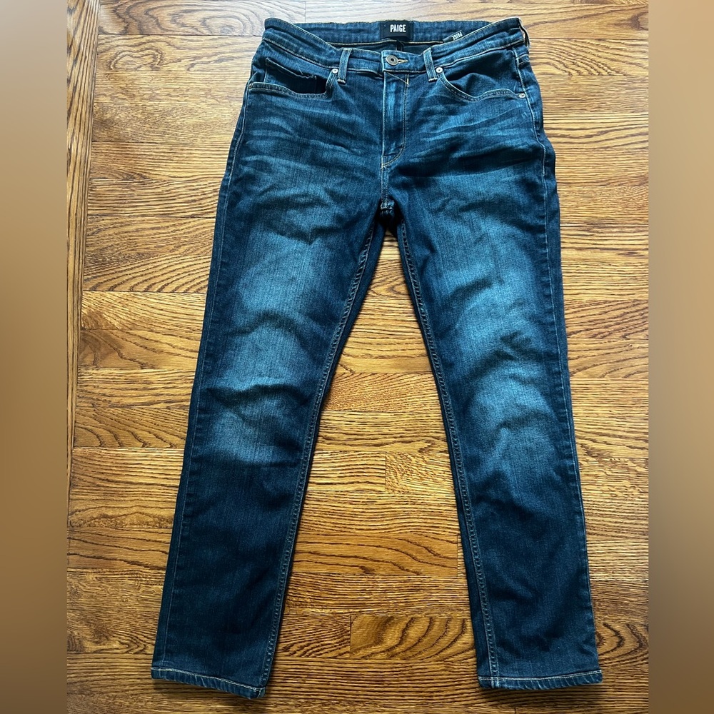 PAIGE Lennox Denim Blue Jeans‎ Stretch Whiskering USA Casual Dark Wash 31